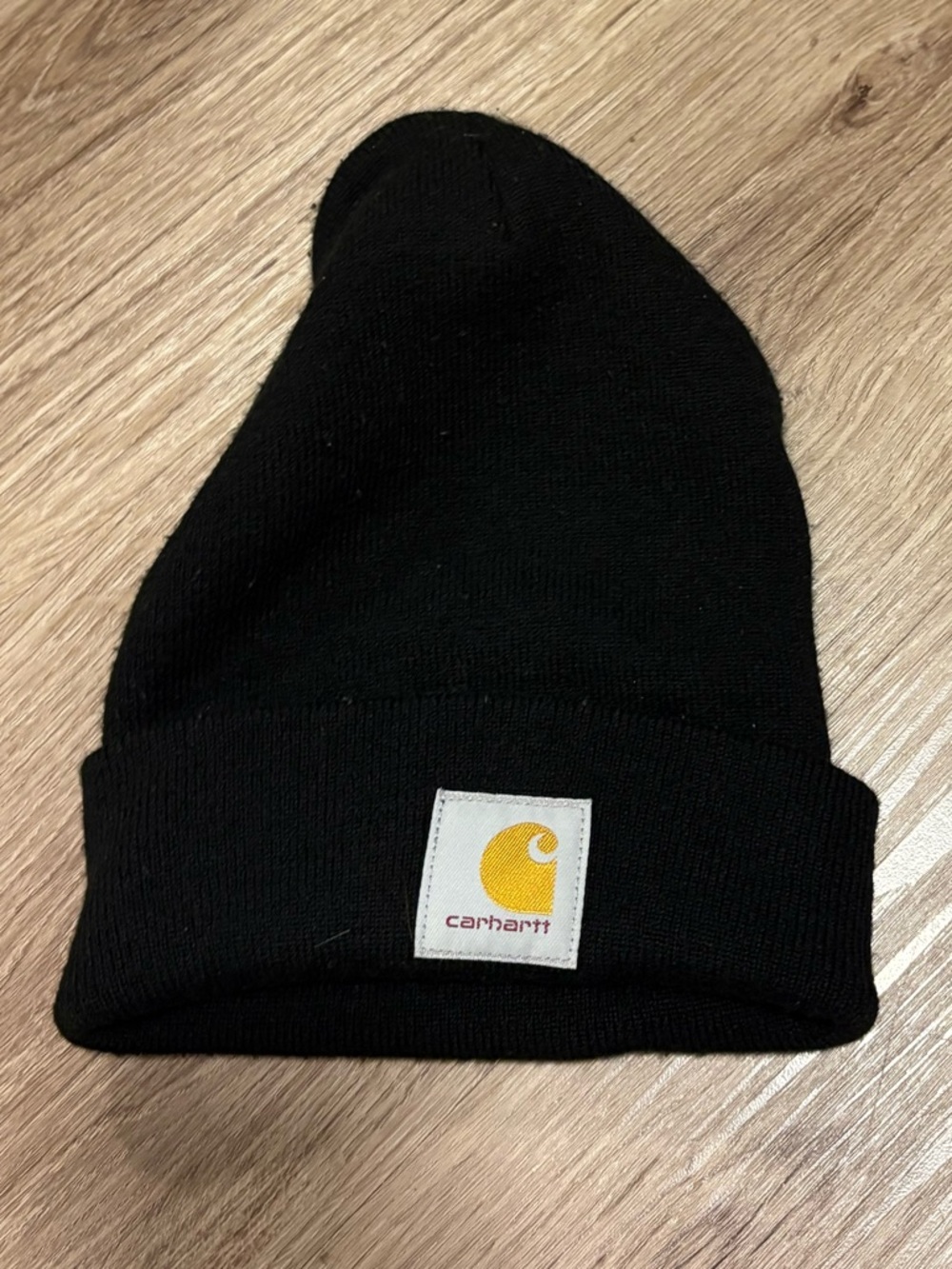 Carhartt Black Beanie with Yellow Logo Patch